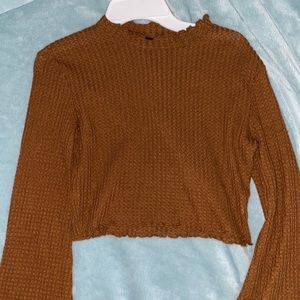 Brown bell bottom sleeve crop top
